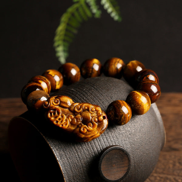 Tiger Eye Stone Pixiu Guardian God Bracelet